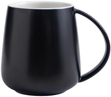 Eyoriza 15Oz Matte Ceramic Coffee Mug - Modern Large Coffee Cups Tea Cup with Big Handle for Home and Office, Ideal Gift for Men Women, Microwave and Dishwasher Safe, Black by Eyrozia