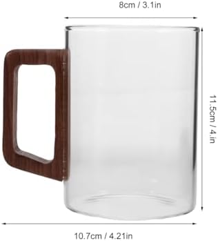 BESTYASH Clear Glass Tea Mug with Wooden Handle 4.52X4.21X3.14In Coffee Glass Mug for Espresso Latte Hot Drinks at Home Kitchen - Image 6