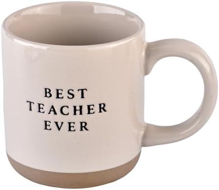 Sweet Water Decor Best Teacher Ever Stoneware Coffee Mugs - 14oz Cute Coffee Mugs for Hot & Cold Drinks - Dishwasher & Microwave Safe - Best gift for Educators & Teachers - Ideal Tea & Espresso Mugs by SweetWaterDecor