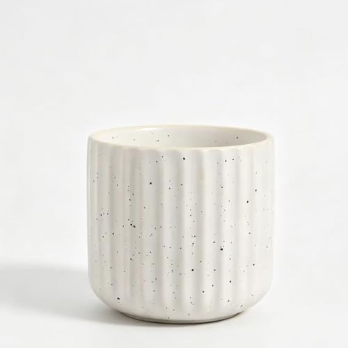 Vintage Ceramic Mug, Japanese Tea Cup 6oz Striped Cup No Handle Drinking Cup for Espresso, Cortado, Matcha, Green Tea, Microwave and Dishwasher Safe, Minimalist coffee Cup-Nordic White by Unknown
