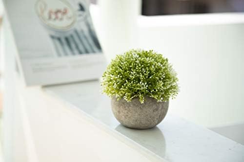 Velener White Mini Artificial Plant Topiary Ball Pot Set- Magnolia Flowers Cottagecore Decor Indoor Plant Shelf Home Office Small Desk Decorations Green Room Accessories Bathroom Kitchen Counter Aloe - Image 6