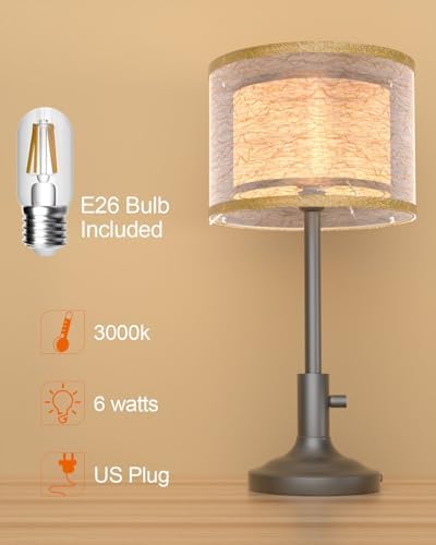 Lightdot Mid Century Table Lamp for Bedroom, Vintage Dimmable - Image 5