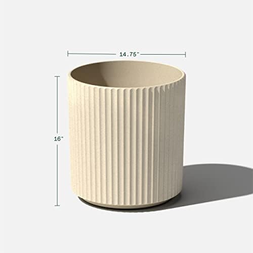 Veradek Demi Series Round Planter for Porch, Patio, Backyard | Durable Plastic-Concrete Material | Modern Décor for Tall Plants, Flowers - Image 3