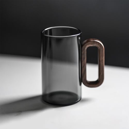 12OZ Borosilicate Glass Coffee Mug with Walnut Handle by Unknown