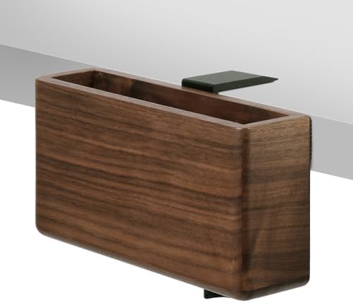 Clamp-on Desk Side Storage Rack,Wooden Side Desk Organizer Walnut by Sakulaya