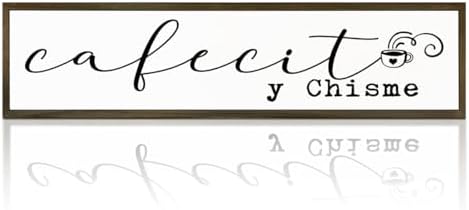 Funny Coffee Wood Sign, Coffees Bar Decoration, Rustic Coffee Station Decor, Home Kitchen Decors for Shelf, Friend Gift for Coffees Lover, Cafecito y Chisme Sign, 17.8x4x1.2 inches by WKYAER