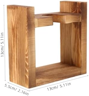 Mobestech Wooden Stand Hydroponic Vase for Desktop Decor Vintage Plant Terrarium Wooden Frame Aesthetic Flower Planter for Home Office Small Propagation Container - Image 2