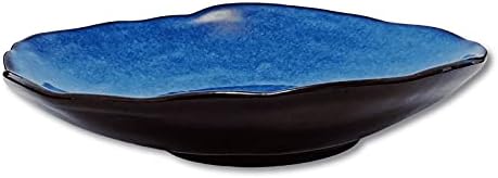 10 Inch Ceramic Decorative Plate, Blue Reactive Glaze Shallow Dish by VOMANA