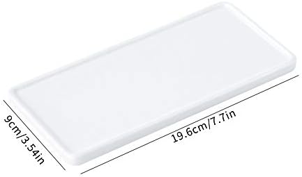 Bathroom Sink Organizer - Ceramic Kitchen Tray, Small Rectangle Candle & Jewelry Tray - White - Image 2