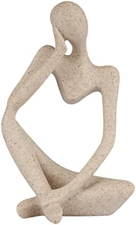 Sandstone Resin Thinker Statue Style Abstract Sculpture, Sandstone, Left by Ozzptuu