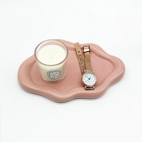 Ceramic Jewelry Tray, Jewelry Dish for Women, Small Ring Dish, Pink Cloud Tray Nightstand Decor Jewlery Plate Ring Holder Dish, Gift for Mom Trinket Tray Jewelry Bowl for Keys, Perfume,Candles - Image 3