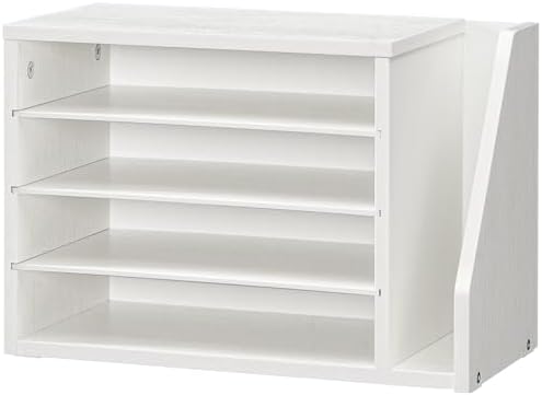 HOOBRO Mail Sorter, Literature Organizer with Adjustable Shelves, Paper Organizer for Office, Home, Wood Countertop File Holders, Mails, Magazines, White WT41WF01 by HOOBRO