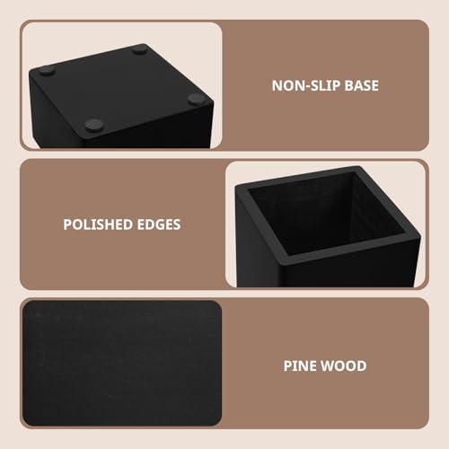 Black Desk Organizer Set of 3 - Wood Office Desk Accessories - Desk Organizers and Accessories for Women Men - Set incl. Pencil Pen Holder, Paperclip Storage and Sticky Note Holder - Image 7
