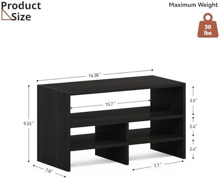 Wood Office Supplies Organizer with Storage Spaces, Desk Top Organizer Shelf with Five Storage Compartments for Desk, Office, Dorm, Classroom, Black - Image 3