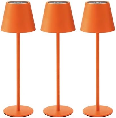 3 Pack Cordless Table Lamp, Portable Battery Operated Lamp with 3 Color Temps and Stepless Dimming, Rechargeable Table Lamp for Dinner, Desk, Cafe, Outdoor (Orange) by Keysays