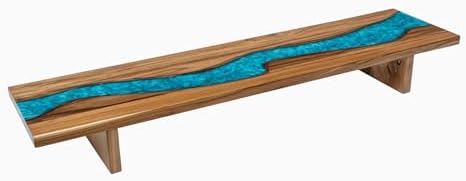 Desky Minimal Monitor Stand Teak Blue River by Desky