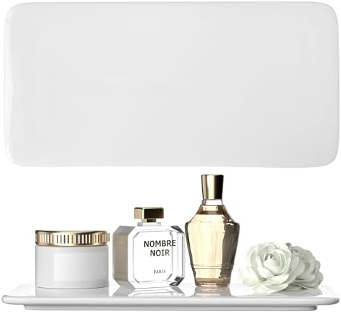 YEECOPON White Ceramic Bathroom Tray Rectangle Soap Tray Stone Vanity Tray by YEECOPON