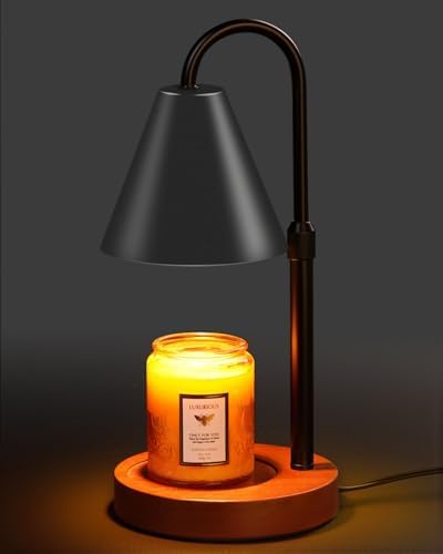 Candle Warmer Lamp with Timer Dimmable, Christmas Birthday Gifts for Women Mom, Adiustable Height Modern Candle Warmer Black Candle Lamp for Jar Candle, Home Decor Vintage Wax Warmer with 2 Bulbs by Funistree