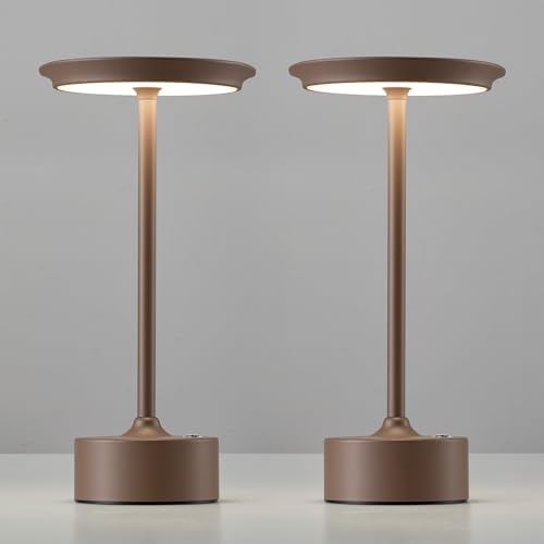 PUSU Rechargeable Table Lamps Set of 2, Brown Cordless Portable Desk Lamp by PUSU