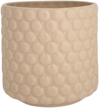 Nordring Stoneware Flower Pot – 5’’ Seasalt Planter with Polka Dots – Modern Ceramic Pot with Crackle Glaze – No Drainage Holes – Holds 4’’ Indoor Plant by Nordring