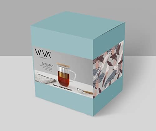 VIVA Minima Double Wall Glass Balance Tea Mug with Mesh Infuser and Wood Lid- 500 ml / 17 oz - Image 5