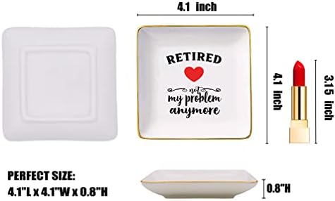 Retirement Appreciation Gifts for Colleagues-Jewelry Holder Ring Dish Trinket Tray- Coworker Leaving Going Away Gift-Present for Mom,Boss,Teachers,Nurse,Friends,Sis-Retired Not My Problem Anymore - Image 6