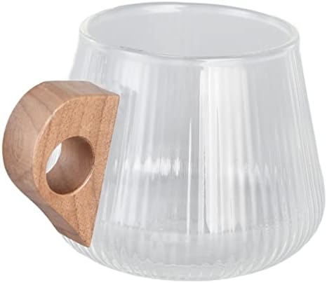 AYNEFY Glass Coffee Cup Cup Coffee Glass with Wooden Handle for Tea Milk Whiskey Home Kitchen Travel (450ml) - Image 5