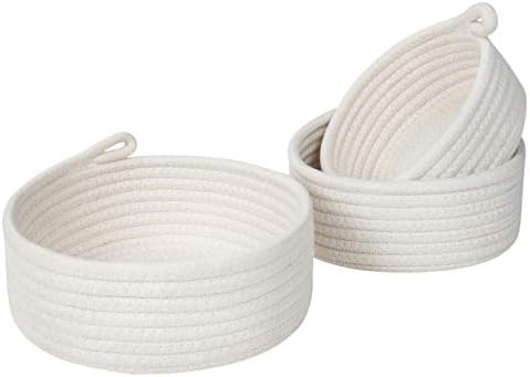MINTWOOD Design Set of 3 Cotton Rope Nesting Bowls, Small Catch All Basket, Cute Closet Baskets and Bins for Shelves, Mini Table Basket Organizer for Small Accessories by MINTWOODDesign