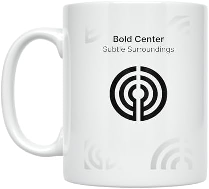 Coffee Lover Mug - Bold Center Subtle Surroundings Design - 11 oz White Ceramic - Minimalist Aesthetic by Unknown