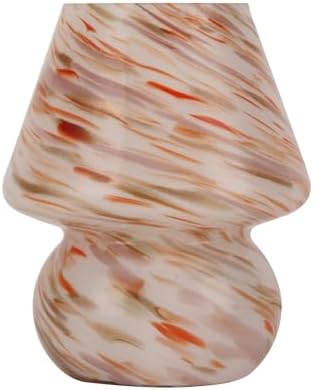 Mushroom Lamp, Dusty Rose & Burnt Orange Swirl Glass - Image 2
