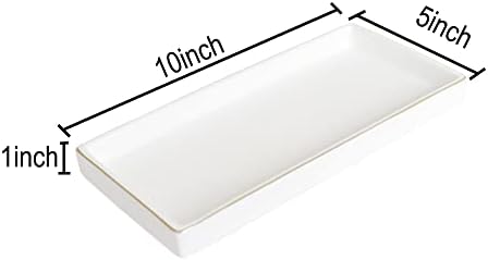 10 x 5 Ceramic Bathroom Tray for Countertop, Decorative Vanity Tray for Dresser Tops, Small Rectangular Trays for Perfume, Candle, Jewelry, Cosmetics (White) - Image 5