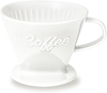 Creano XXL Porcelain Coffee Dripper White - Ceramic Cone Brewer - Pour Over Coffee Maker - Filter Size 4 - huge and heavy quality 800gr/28oz - 6 Colours availeble by Creano