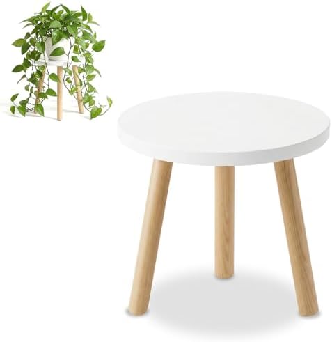 Wood Plant Stands Indoor, White Plant Stand Modern Plant Table for Large Plants, Wooden Plant Stool, Tall Plant Holder Small Round Side for Living Room, Balcony, Office (1 Pack) by Unknown