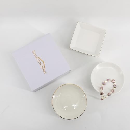 COLLECTIVE HOME - Ceramic Jewelry Tray, Decorative Geometric Jewelry Dish, Luxurious Trinket Tray with High Base, Birthday Mother's Day for Women (Square Glossy) - Image 6