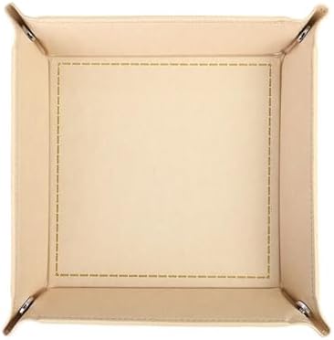 Valet Tray Desktop Storage Organizer – Vegan Leather Catchall Bedside Vanity Tray Nightstand Caddy Holder for Remote Controller, Watch, Keys, Phone, Wallet, Coin, Jewelry, Beige by siduater
