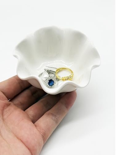 Flower Ring Dish Jewelry Tray, Cute Ceramic Jewelry Dish Tray, Room Decor Small Trinket Dish, Nightstand Ring Holder Dish, Bathroom Jewlery Plate Bowl for Earrings, Birthday Gifts for Women - Image 3