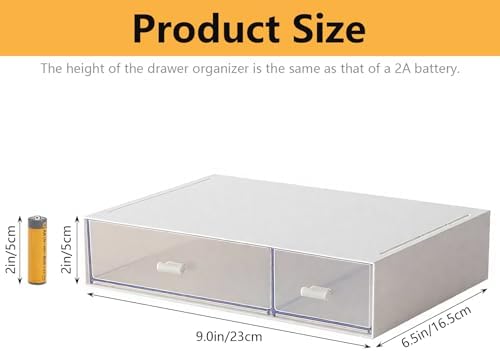 Desk Organizer-Stackable Storage Drawers, Desk Drawer Organizer Perfect For Collection Small Item/Cosmetic Office Supplies - 2 drawers (White) - Image 3
