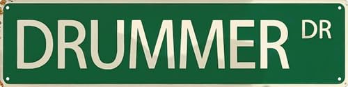 Classic Drummer Street Metal Sign 4x16 in Wall Art for Music Lovers Installation for Home Decor by LMDDFZS