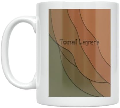 Coffee Lover Coffee Mug - Tonal Layers Modern Art Design - 11 oz White Ceramic - Minimalist Aesthetic by Unknown