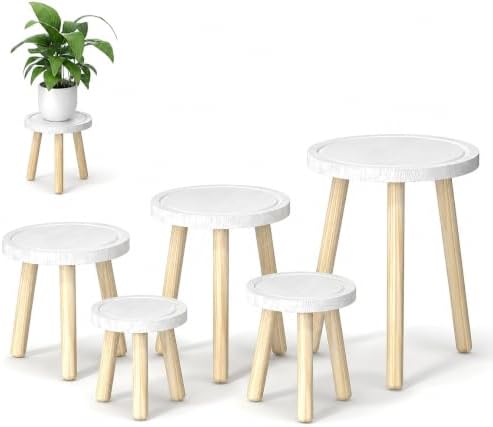 Wood Plant Stands Indoor, 16.7" Tall Plant Stand Outdoor Mid-Century Plant Stool, Single Plant Table Modern Small Round Side/End Table for Living Room, Balcony, Office (Brown) by Unknown