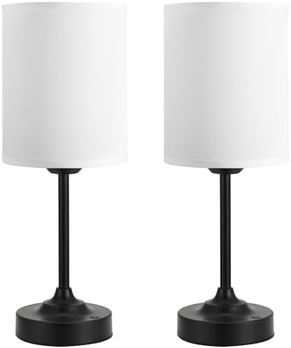 Touch Control Cordlss Table Lamp, USB-C Rechargeable Lamp with Stepless Dimming, 4000mAh Battery Operated Bedside Lamp for Bedroom, Living Room, Night Light & Emergency Lighting, Black, 2 Pack by KakanuoLightings