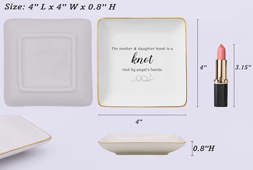 NZY Mother's Day Gifts for Mom-Graduation Present for Daughter-Birthday Wedding Christmas Gifts-Jewelry Tray Trinket Holder Ring Dish-the Mother and Daughter Bond Is A Knot Tied By Angle's Hands - Image 5