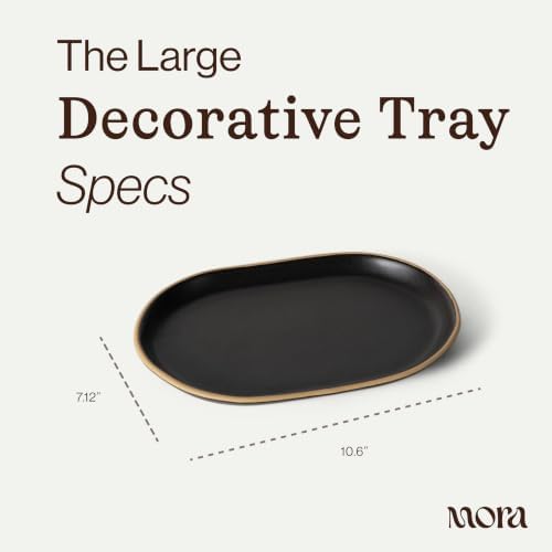 Mora Ceramic Decorative Tray - 10.6in Dish for Jewelry, Soap Dispenser, Perfume, Makeup, Accessories, Candle, in the Bathroom Vanity, Bedside, or Kitchen Counter. Cute Organizers - Night - Image 2