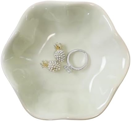 Green Lotus Leaf Shape Ring Jewelry Dish Holder,Small Trinket Jewelry Tray,Decorative Jewelry Plate Bowl,Key Bowl,Mothers Day Birthday Engegament Gifts for Women Mom Friends,Ceramic by YZMICSTAR