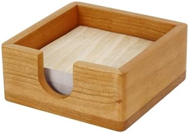 MultiBey Cherry Wood Sticky Note Holder, Self -Sticky Note Pad Holder, Thicked Wooden Post it Note Dispenser Memo Pad Holder, Desktop Accessories Organizer for Office School Home by MultiBey