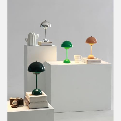 Flower Bud Lamp, Cordless Rechargeable Mushroom Table Lamp, Gloss White - Image 5