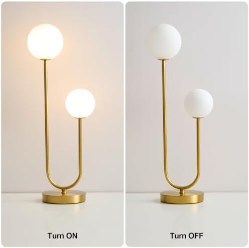 Gold Globe Lamp, Mid Century Modern Brass Table Lamp Bedside Light - Image 4