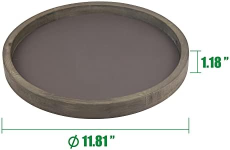 Stonebriar Large 11.8" Decorative Rustic Farmhouse Worn Natural Wood and Metal Tray - Image 4