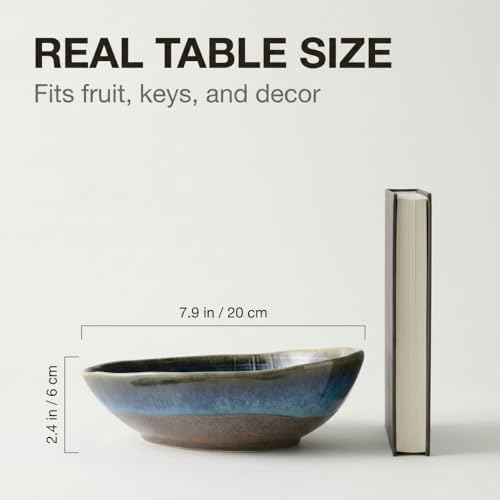 SHENGTIAN 7.9-Inch Blue Reactive Glaze Ceramic Catchall Bowl, Key Dish - Image 4