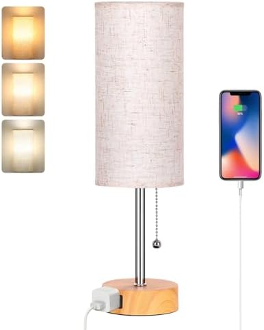 Dott Arts Table Lamp for Bedroom, 3-Color Bedside Lamps with Pull Chain by DottArts